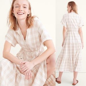 Madewell Button-Front Tiered Midi Dress: Undyed Gingham Edition size XXS